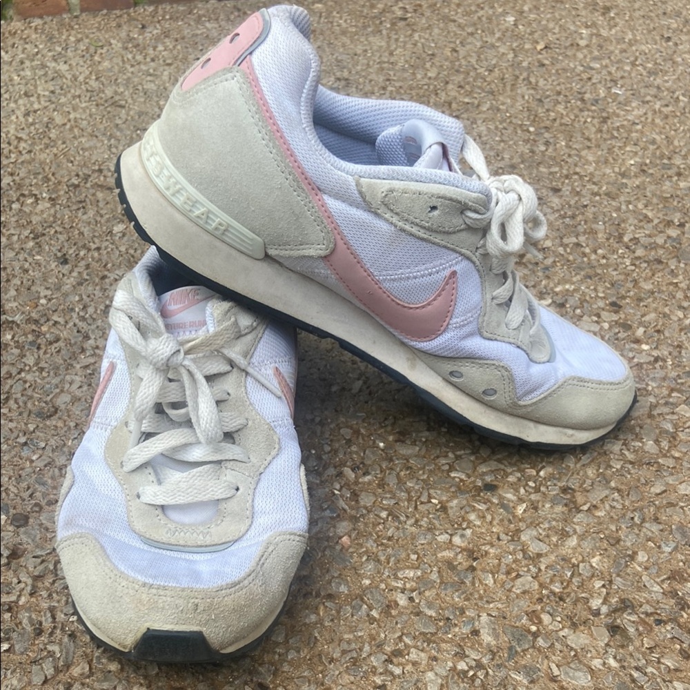 Women's White and Pink Sneakers